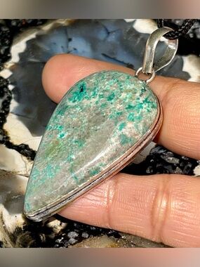 Teardrop Green Chrysocolla Pendant 2 1/2”